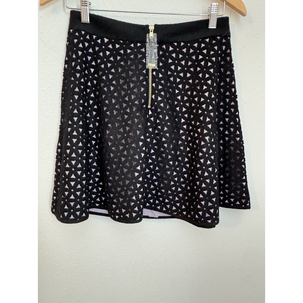 Juicy Couture Mini Skirt Size 8 Black Pink Laser Cut Fall Girly Skater New Tags